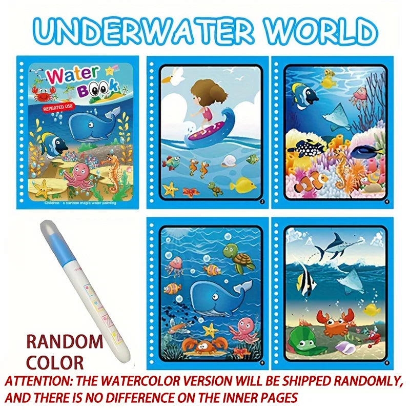 Magic Water Drawing Book Reusable Mess-Free Coloring Book for Kids