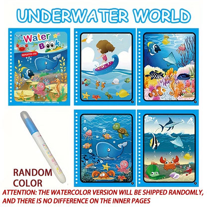 Magic Water Drawing Book Reusable Mess-Free Coloring Book for Kids