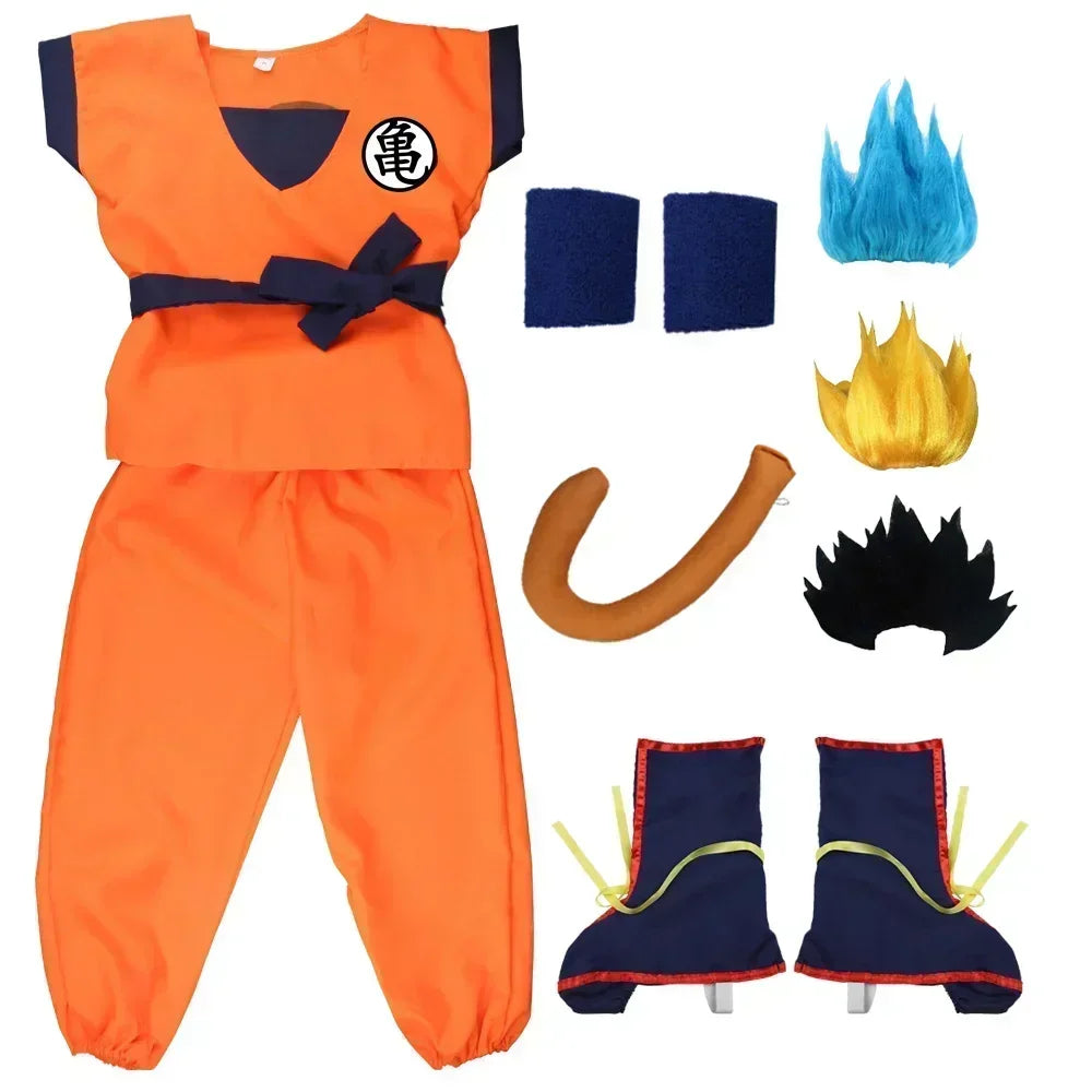 Martial Arts Costume with Wig Tail and Wristbands for Kids & Adults