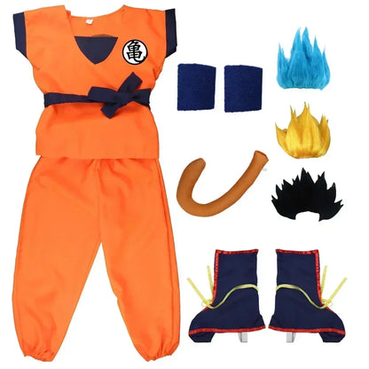 Martial Arts Costume with Wig Tail and Wristbands for Kids & Adults