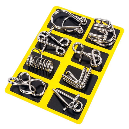 Metal Brain Teaser Puzzle Set 8PCS Wire IQ Mind Challenge Game