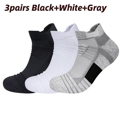 Sports Terry Socks Cushioned Moisture Wicking Ankle Socks 3 Pairs