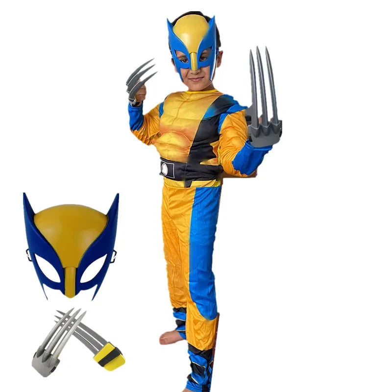 Kids Superhero Costume with Mask and Jumpsuit for Halloween