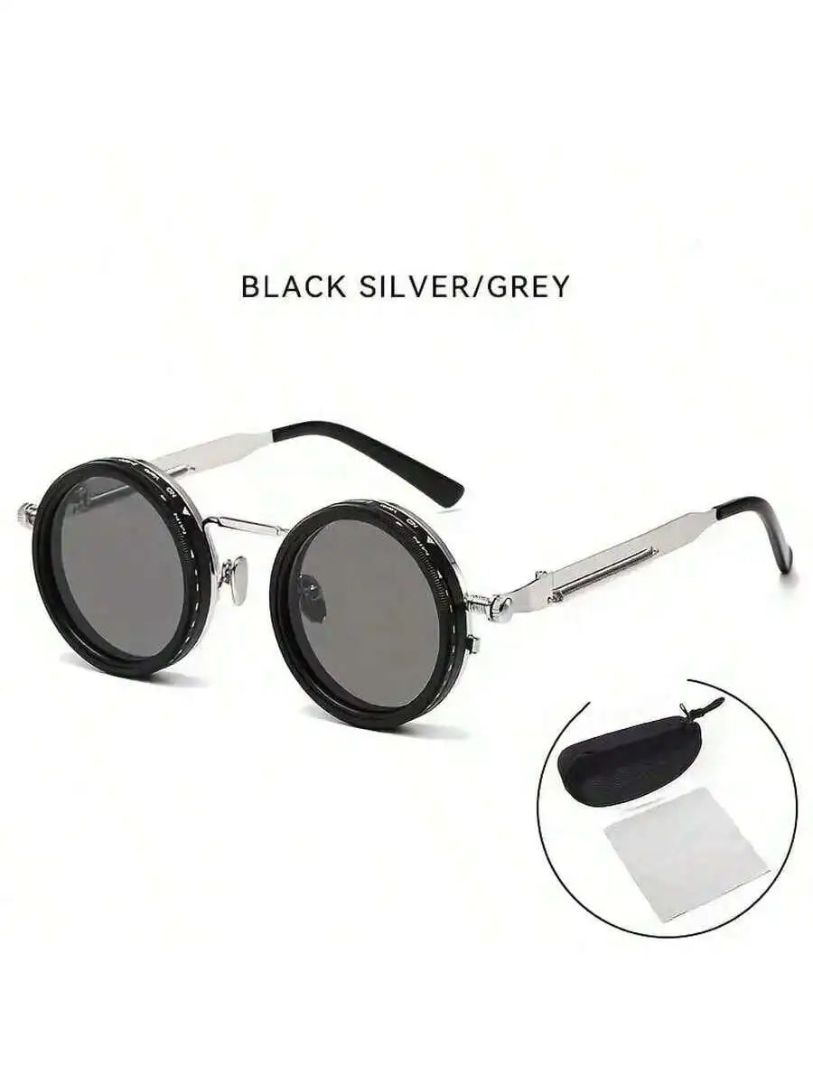 Steampunk Sunglasses with Round Polarized UV400 Lenses