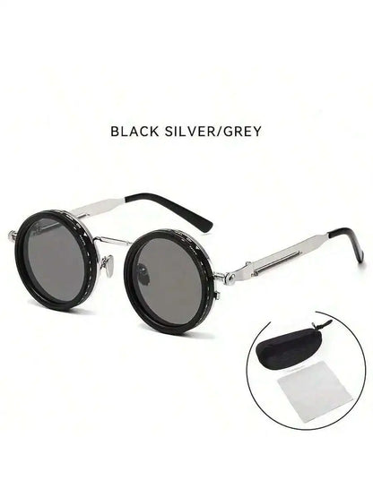 Steampunk Sunglasses with Round Polarized UV400 Lenses