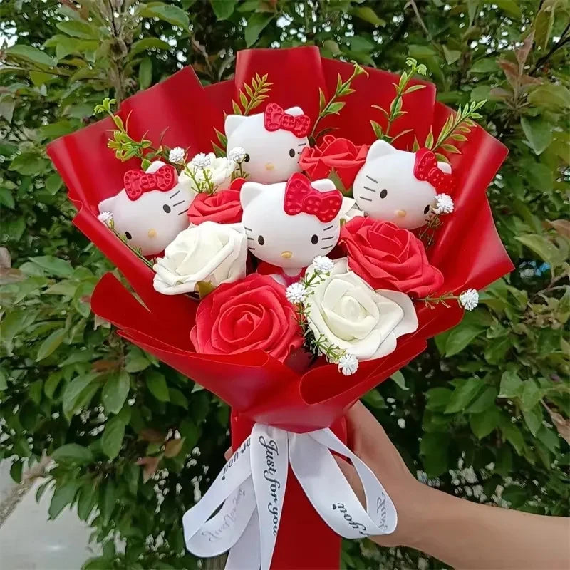 Plush Flower Bouquet with Soft Plush Roses for Gifts and Home Decor