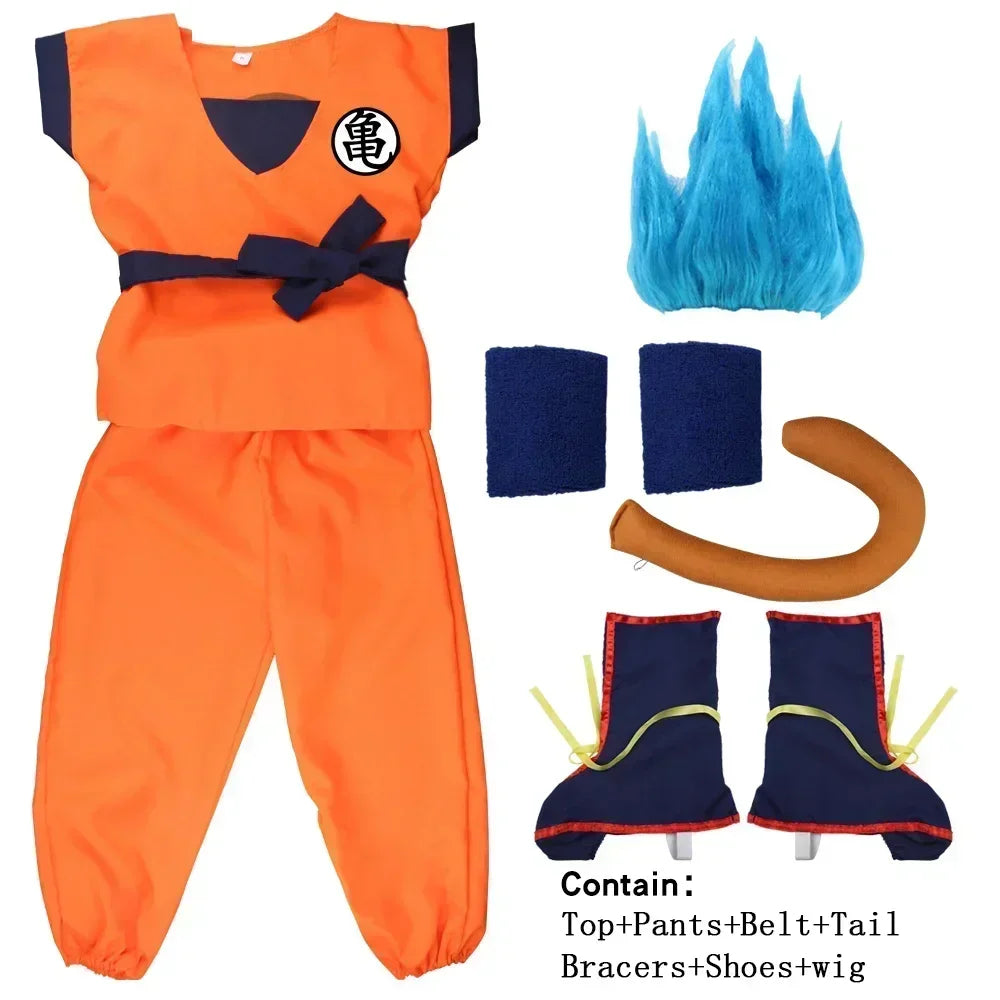 Martial Arts Costume with Wig Tail and Wristbands for Kids & Adults