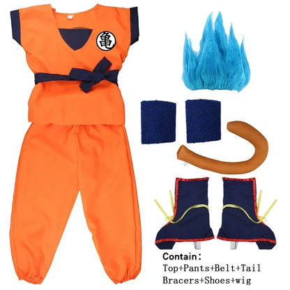 Martial Arts Costume with Wig Tail and Wristbands for Kids & Adults