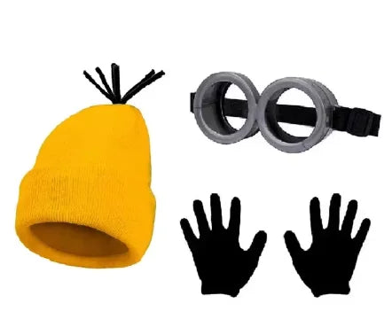 Yellow Costume Accessory Set with Beanie, Goggles and Gloves
