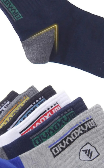Men's Sports Socks Breathable Mid-Calf Basketball Socks 5 Pairs