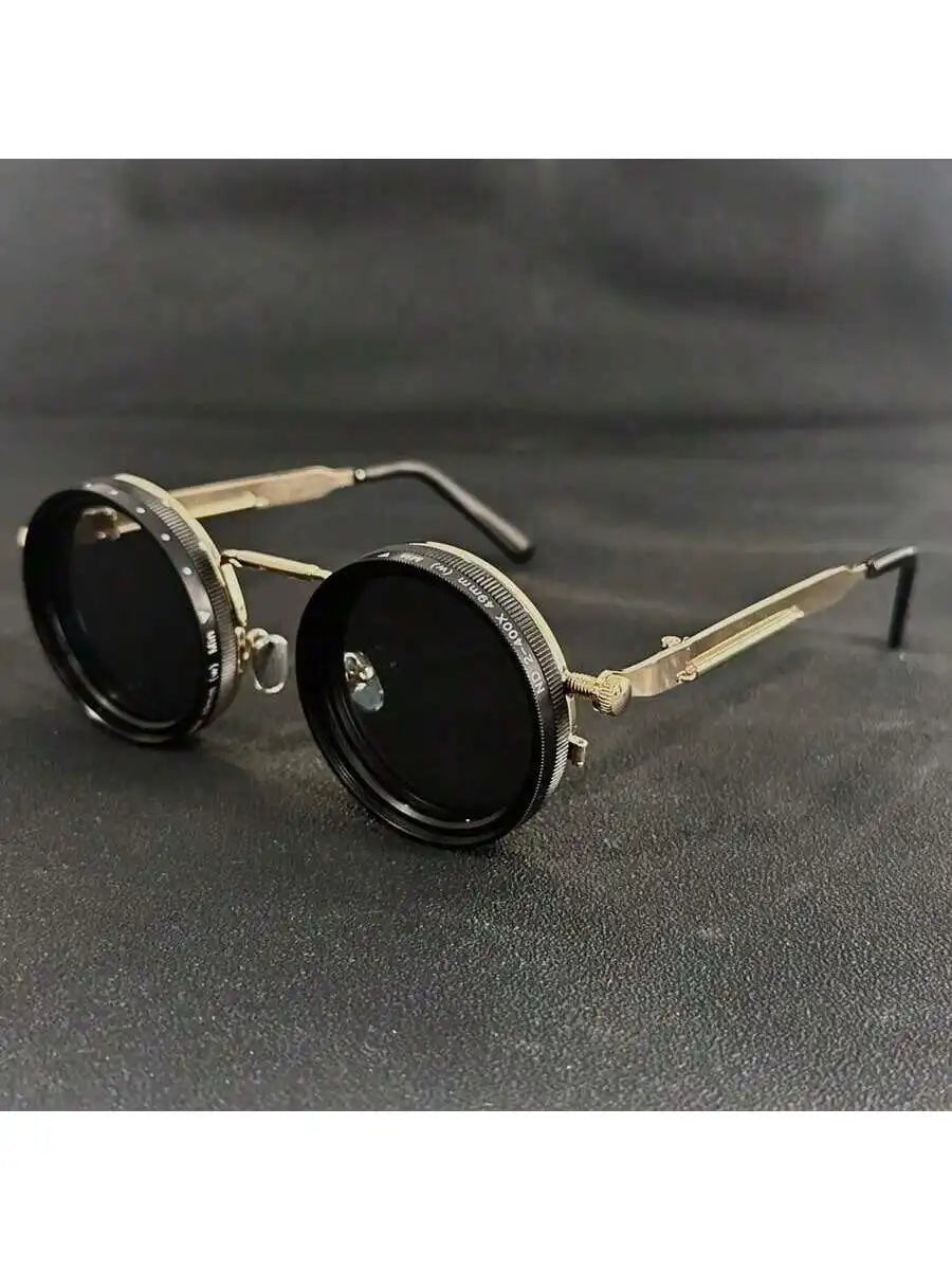 Steampunk Sunglasses with Round Polarized UV400 Lenses