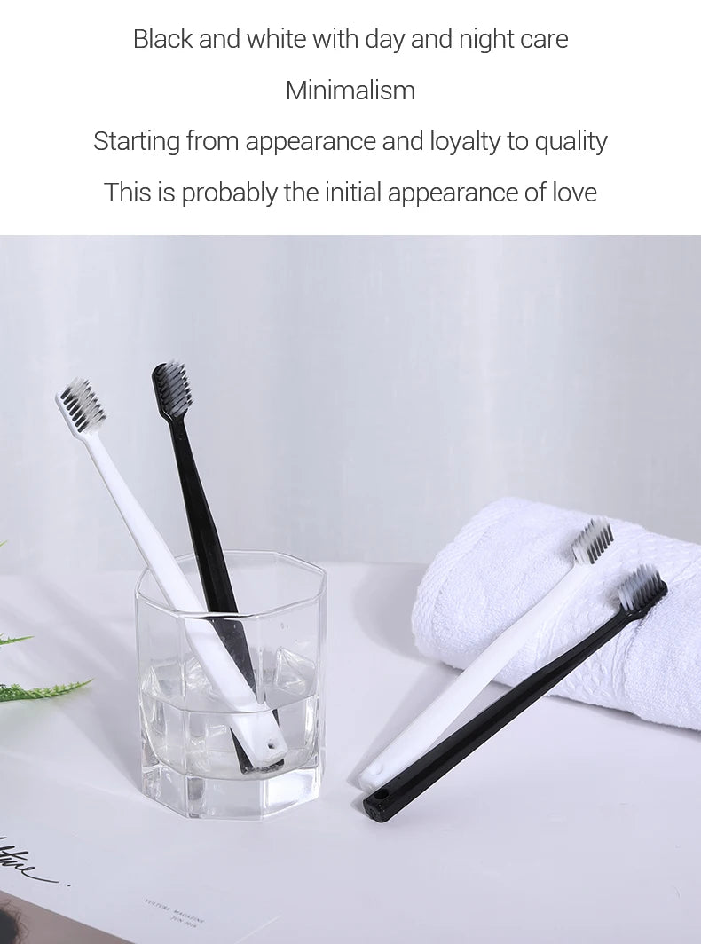 Soft Bristle Toothbrush Set 10 Pack Bamboo Charcoal for Adults