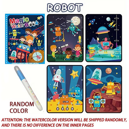 Magic Water Drawing Book Reusable Mess-Free Coloring Book for Kids