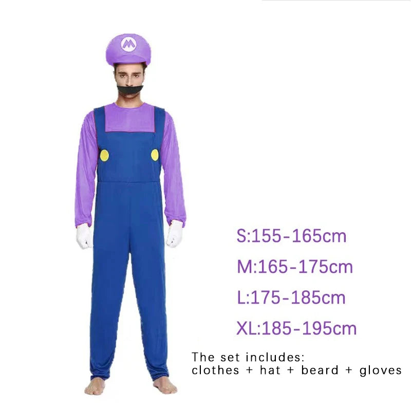 Plumber Cosplay Costume Adult Jumpsuit Set for Halloween Parties