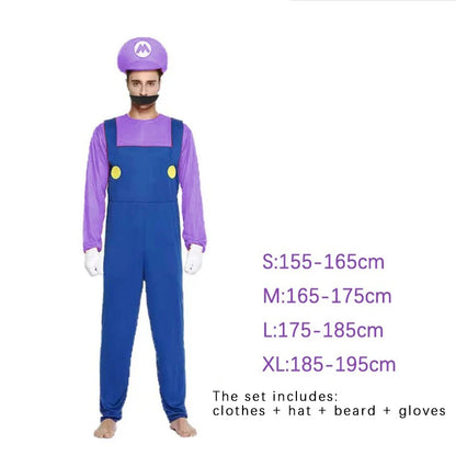 Plumber Cosplay Costume Adult Jumpsuit Set for Halloween Parties