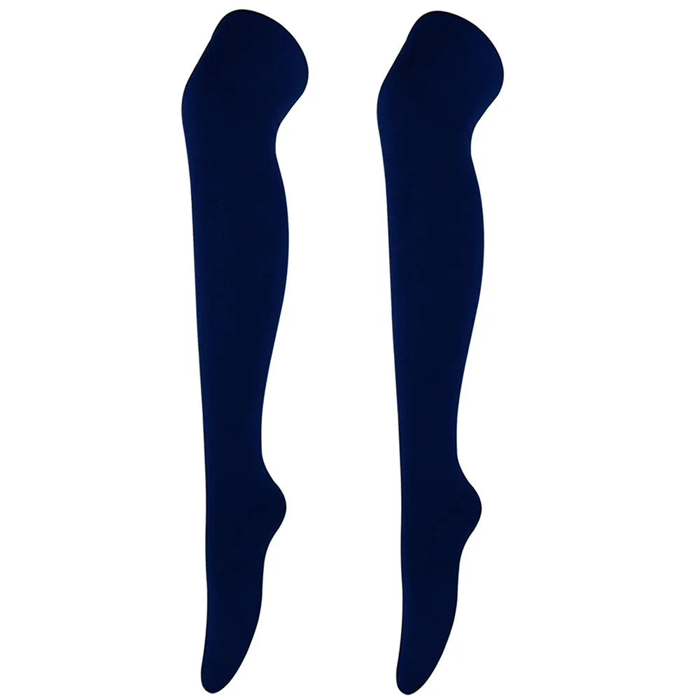 Women Solid Colors Stockings Long Over Knee High Socks Dance Cosplay Performance Socks Classic Colors Leggings Black White Gray