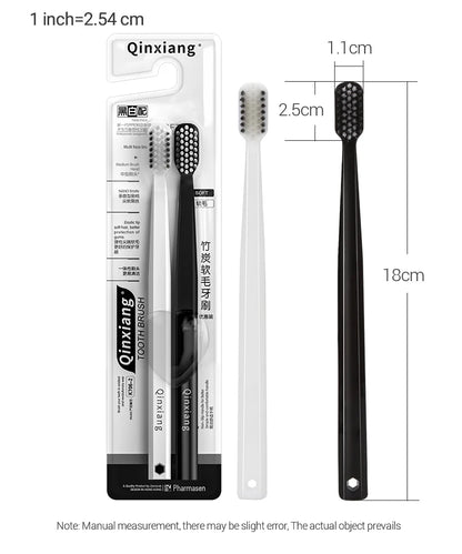 Soft Bristle Toothbrush Set 10 Pack Bamboo Charcoal for Adults