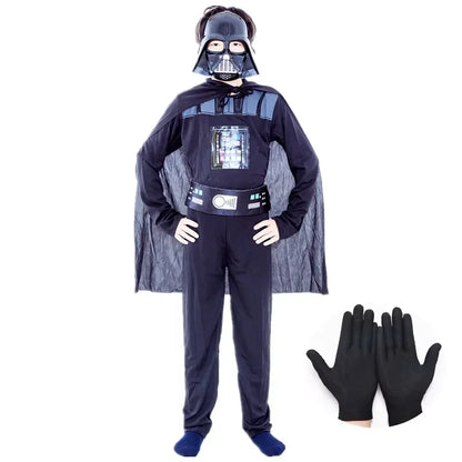 Kids Superhero Costume with Cape Mask and Jumpsuit for Halloween
