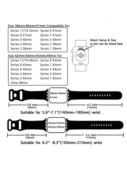Silicone Watch Band Waterproof Sports Strap for 38mm–49mm Watches