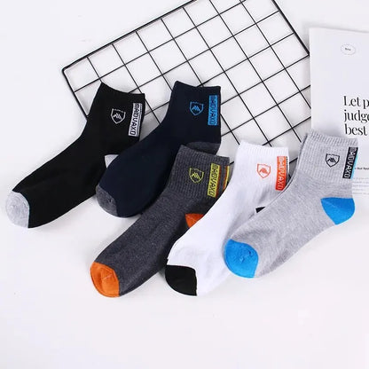 Men's Sports Socks Breathable Mid-Calf Basketball Socks 5 Pairs