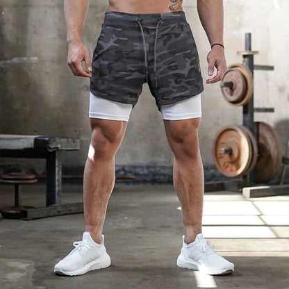 2 in 1 Running Shorts Men Quick Dry Gym Training Shorts