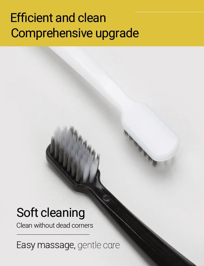 Soft Bristle Toothbrush Set 10 Pack Bamboo Charcoal for Adults