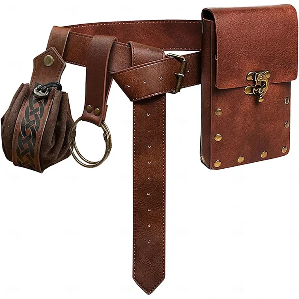Medieval Cosplay Belt Set with Waist Pouch for Renaissance Costume