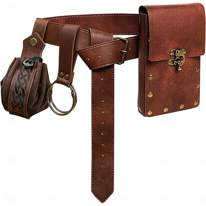 Medieval Cosplay Belt Set with Waist Pouch for Renaissance Costume