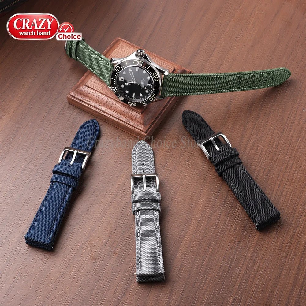 Nylon Watch Strap Waterproof Quick Release Band 20mm & 22mm