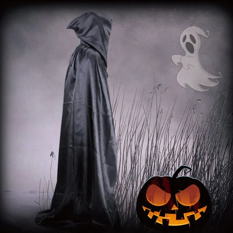 Hooded Black Cloak for Halloween Costumes and Parties