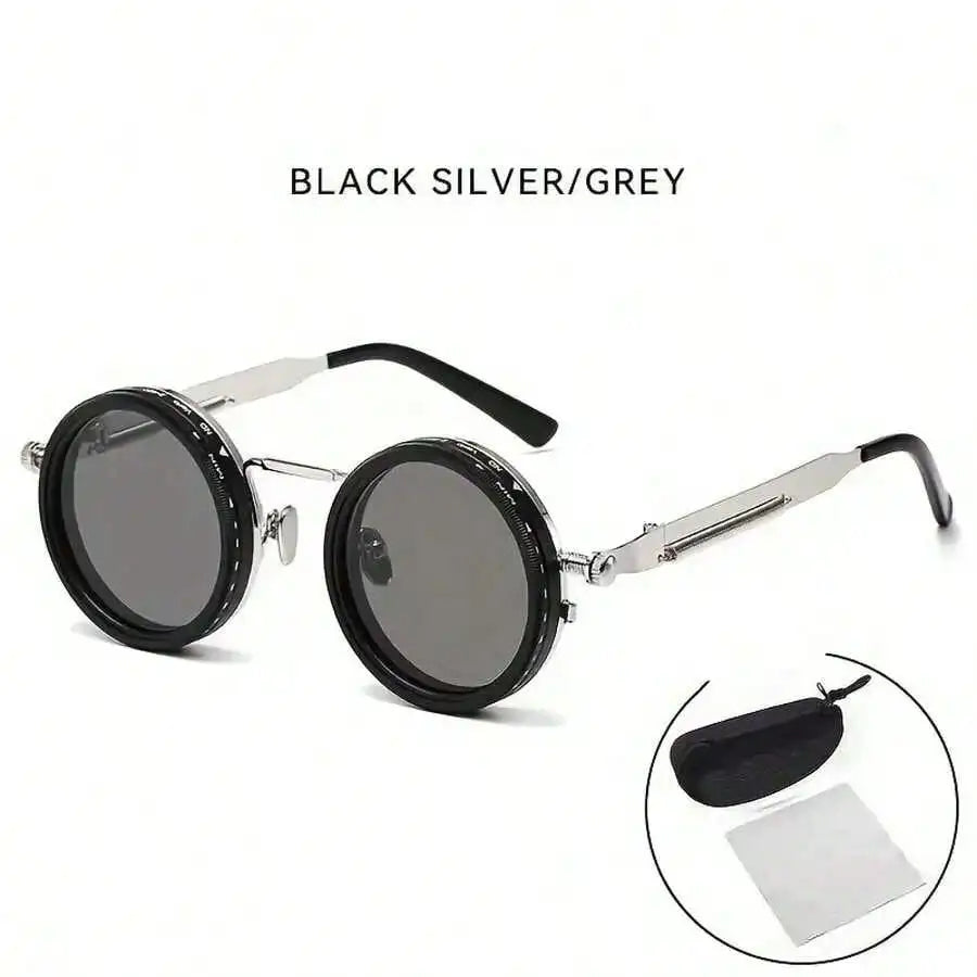 Steampunk Sunglasses with Round Polarized UV400 Lenses
