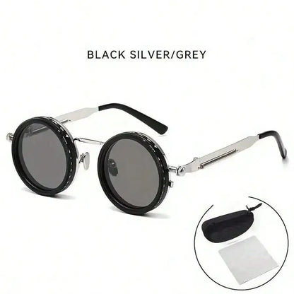 Steampunk Sunglasses with Round Polarized UV400 Lenses