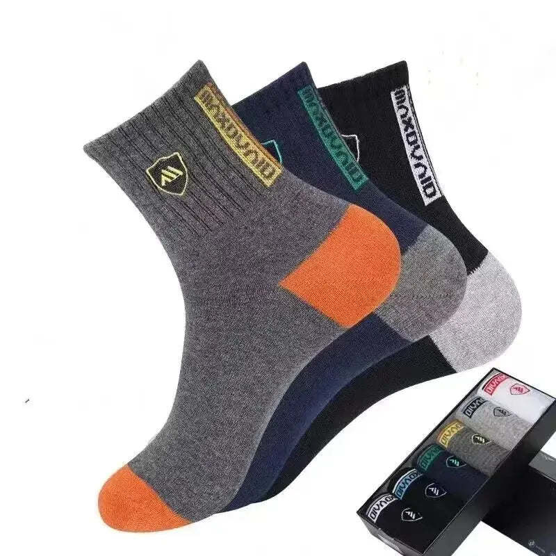 Men's Sports Socks Breathable Mid-Calf Basketball Socks 5 Pairs