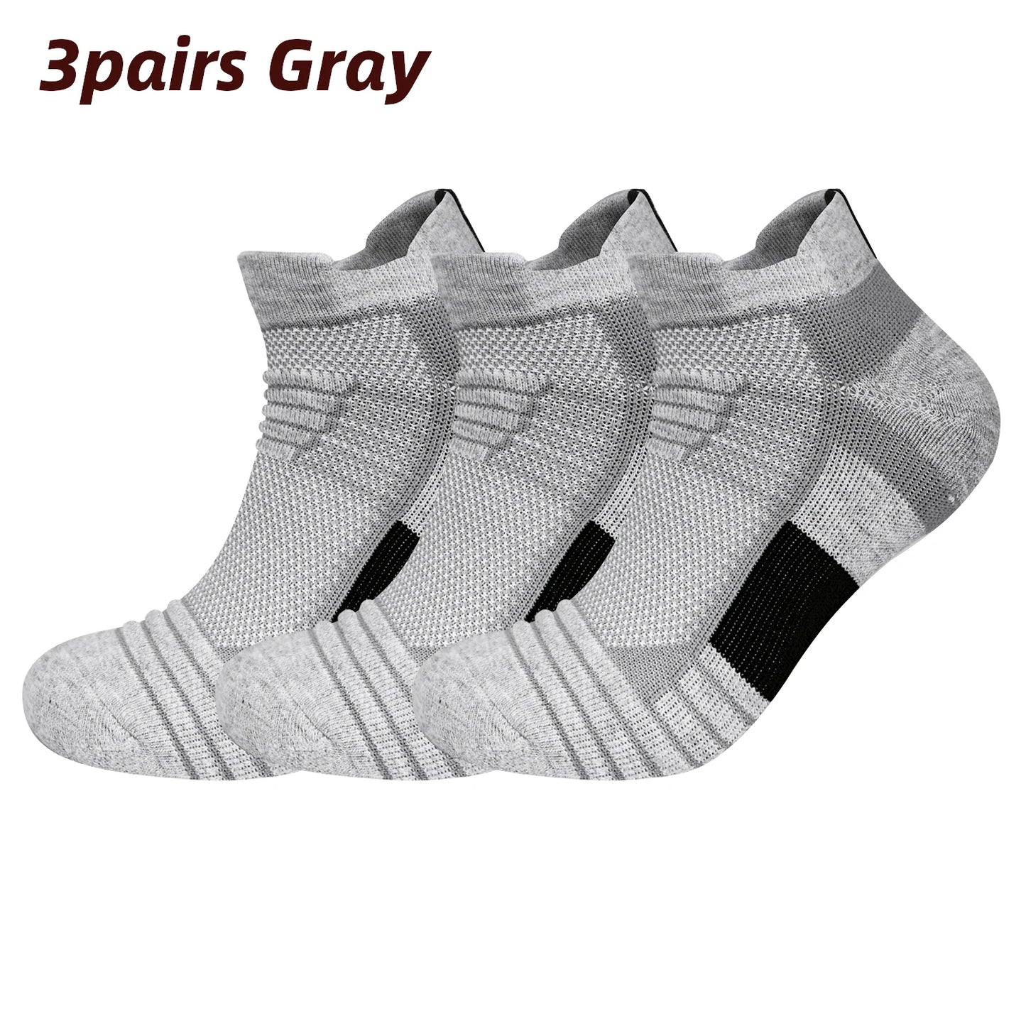 Sports Terry Socks Cushioned Moisture Wicking Ankle Socks 3 Pairs