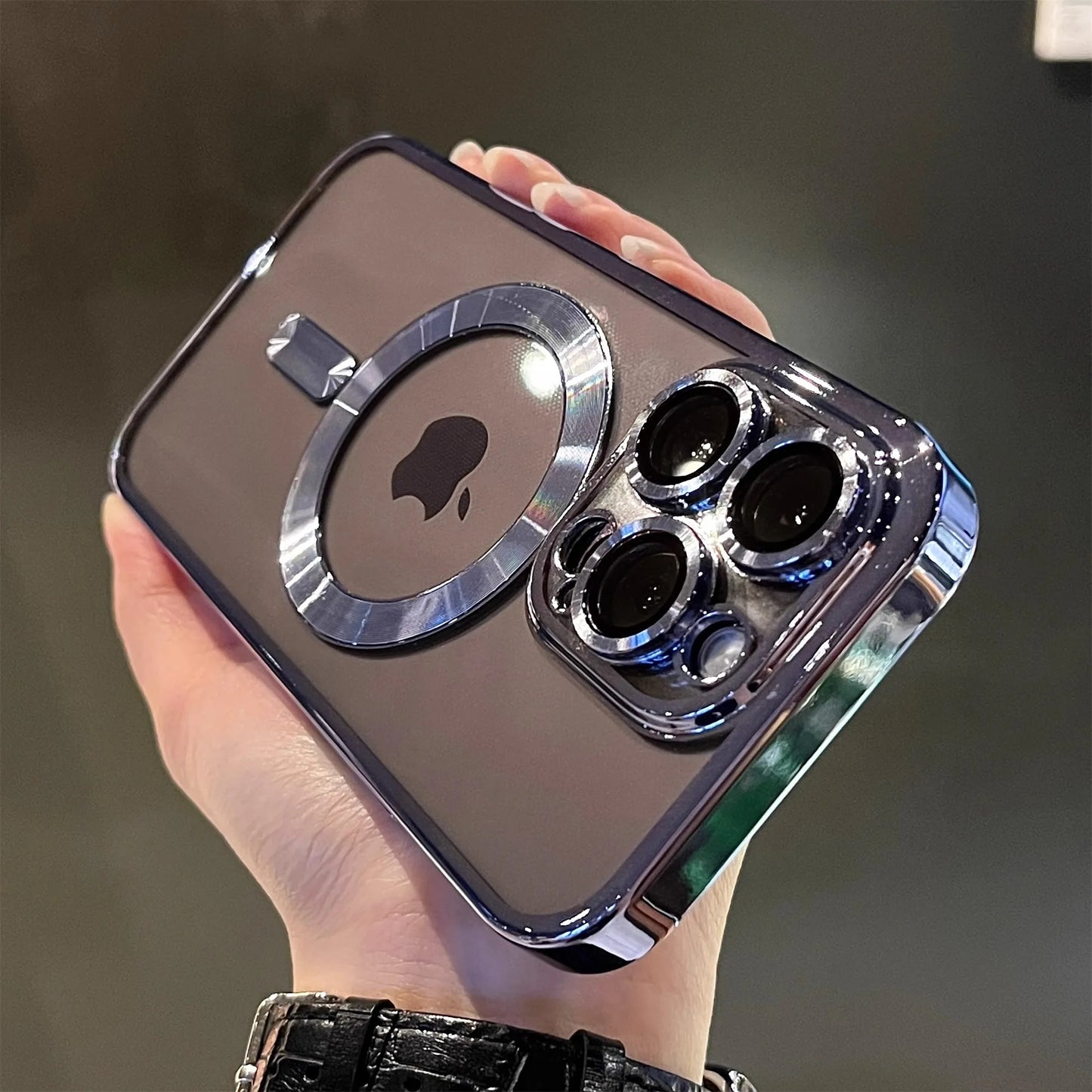 Magnetic Clear Phone Case with Shockproof Plated Edge