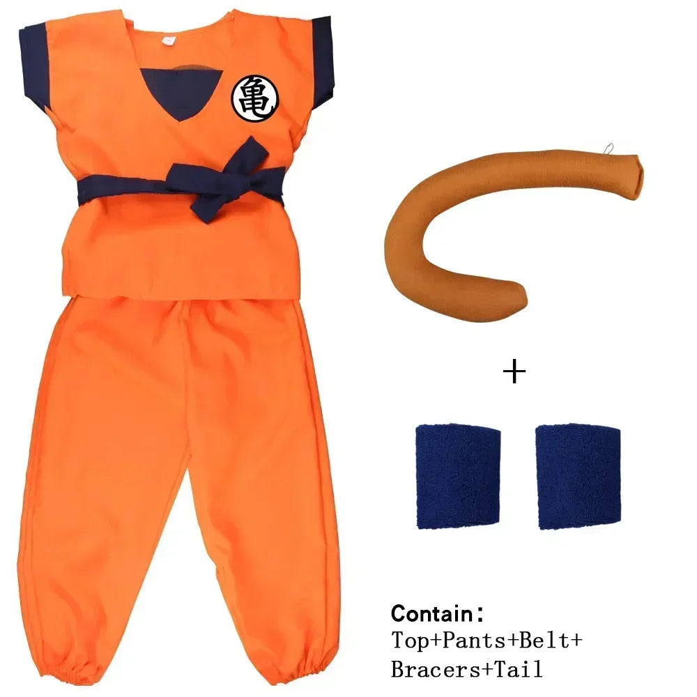 Martial Arts Costume with Wig Tail and Wristbands for Kids & Adults