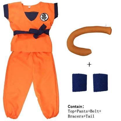 Martial Arts Costume with Wig Tail and Wristbands for Kids & Adults