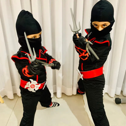 Kids Ninja Costume Set with Hood and Accessories for Halloween