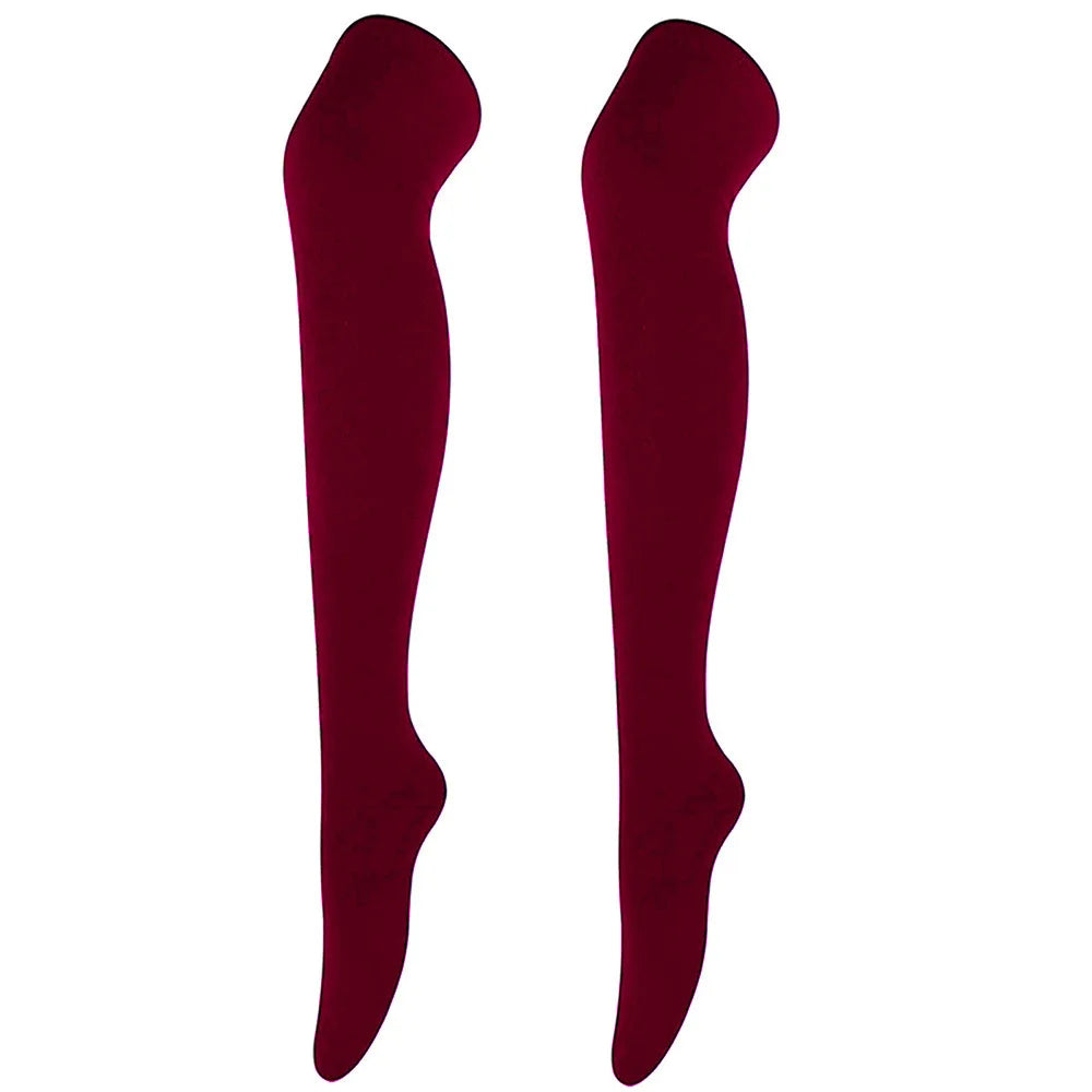 Women Solid Colors Stockings Long Over Knee High Socks Dance Cosplay Performance Socks Classic Colors Leggings Black White Gray
