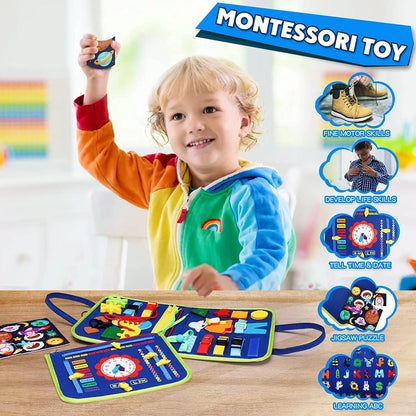 Montessori Busy Board Sensory Activity Toy for Toddlers 45 x 28 cm