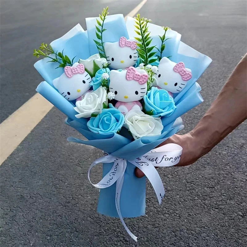 Plush Flower Bouquet with Soft Plush Roses for Gifts and Home Decor