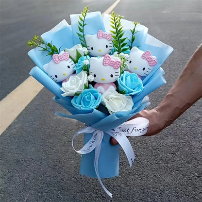 Plush Flower Bouquet with Soft Plush Roses for Gifts and Home Decor