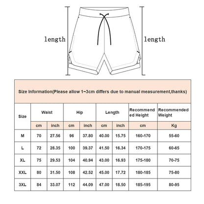 2 in 1 Running Shorts Men Quick Dry Gym Training Shorts