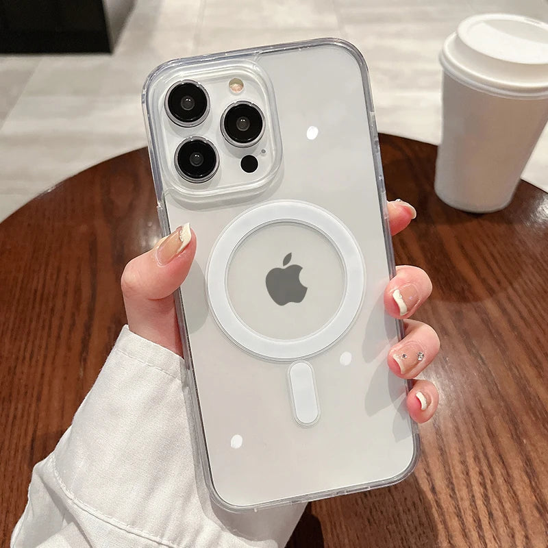 Magnetic Transparent Phone Case with Wireless Charging Support