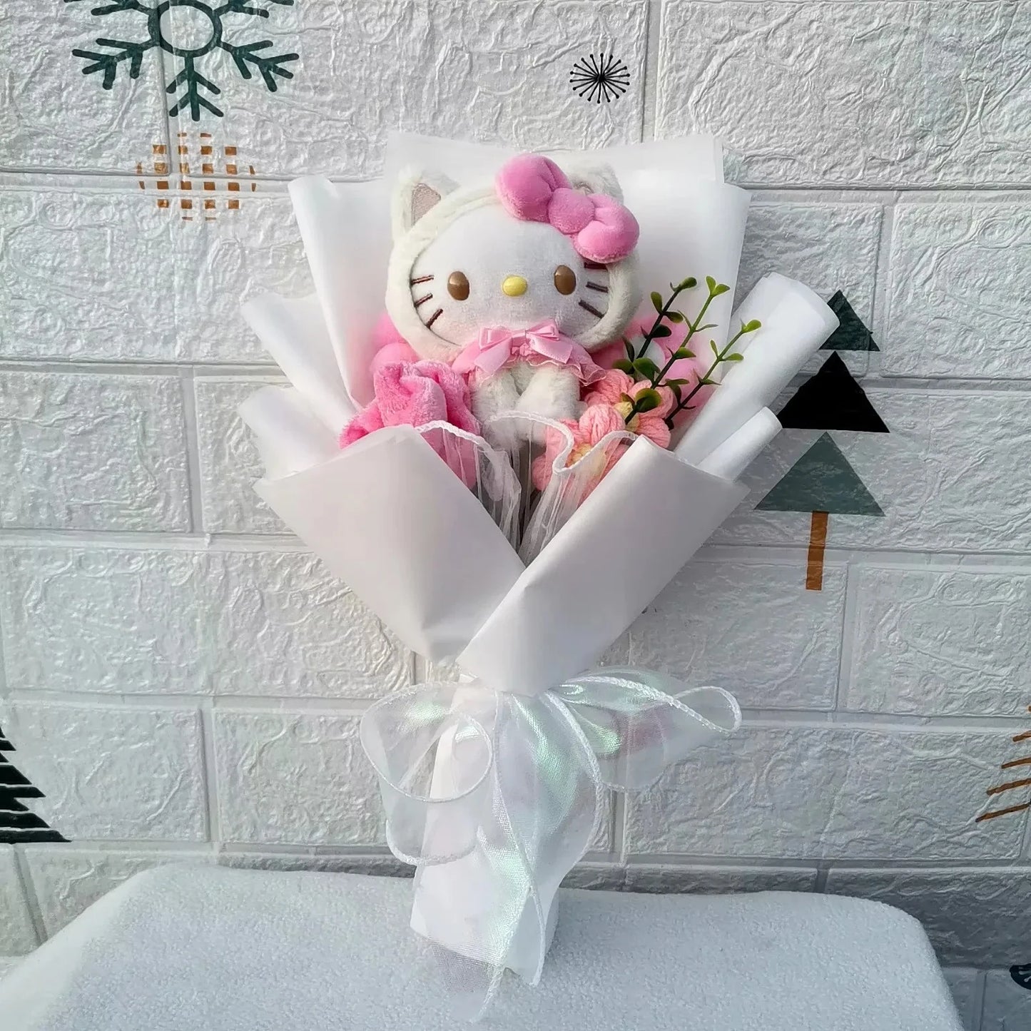 Plush Flower Bouquet with Soft Plush Roses for Gifts and Home Decor