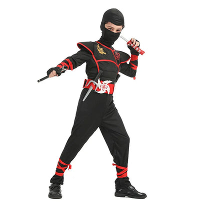 Kids Ninja Costume Set with Hood and Accessories for Halloween