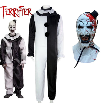 Horror Clown Costume with Optional Latex Mask for Adults