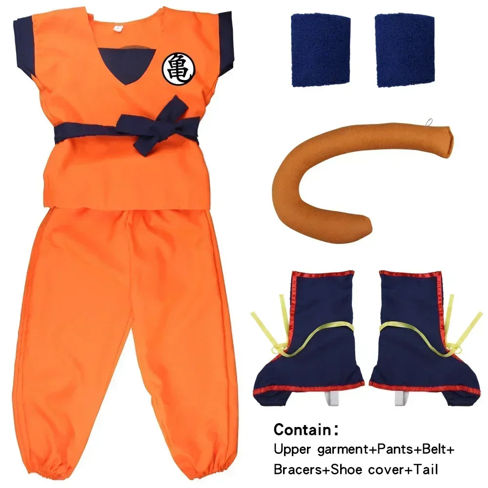 Martial Arts Costume with Wig Tail and Wristbands for Kids & Adults