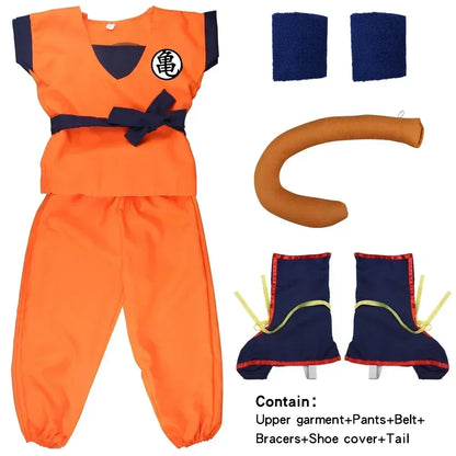 Martial Arts Costume with Wig Tail and Wristbands for Kids & Adults