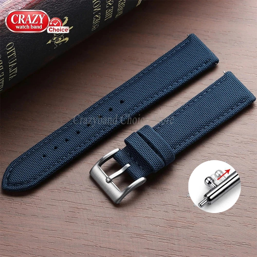 Nylon Watch Strap Waterproof Quick Release Band 20mm & 22mm